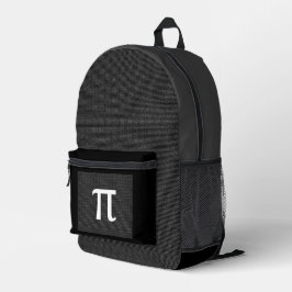 Pi Math Nerd Science Student Lehrer Black Gray Bedruckter Rucksack