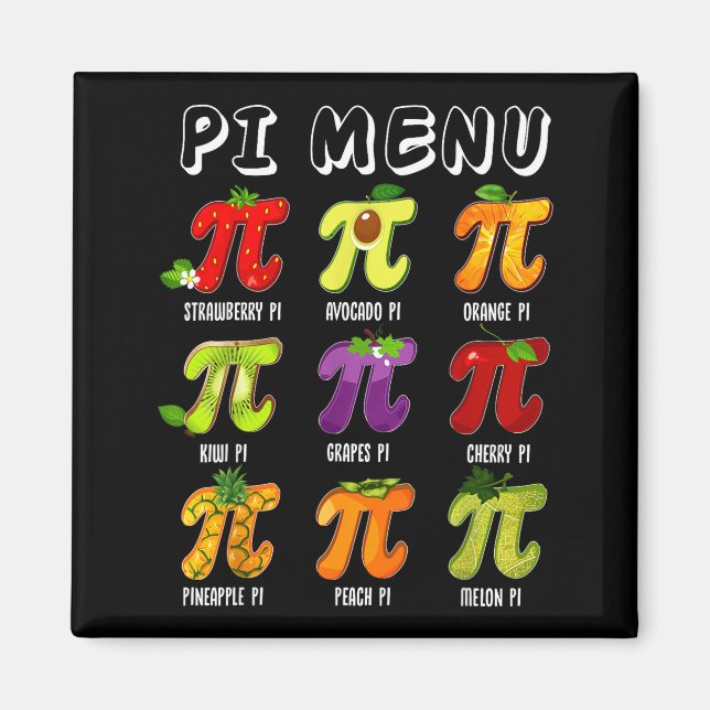 Pi-Menü 3.14 Pi-Symbol Lustiger Obst-Lehrer-Kinder Magnet (Vorne)