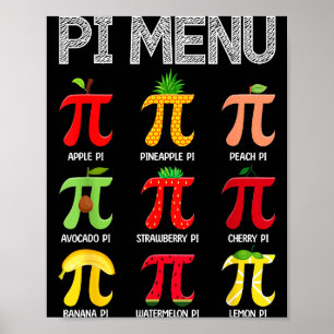 Pi-Menü-Frucht Frohen Pi-Tag Mathelehrer Pi-Symbol Poster