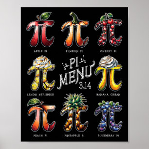 Pi-Menü Pi-Tag 3.14 Lustiges Fruchtkuchen-Menü Leh Poster