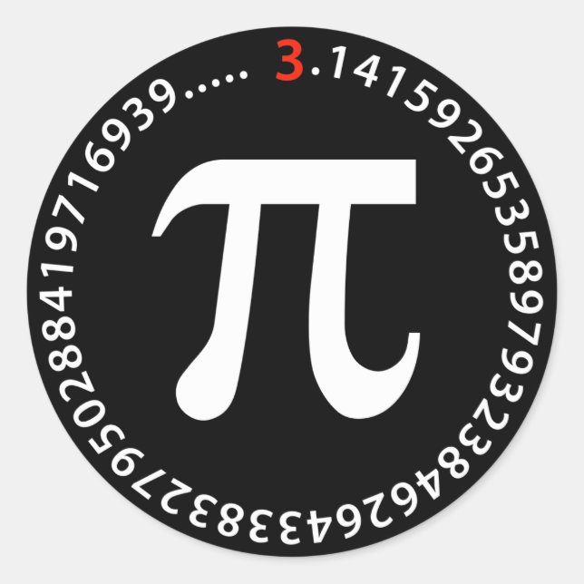 Pi-Nummer-Design Runder Aufkleber (Vorderseite)