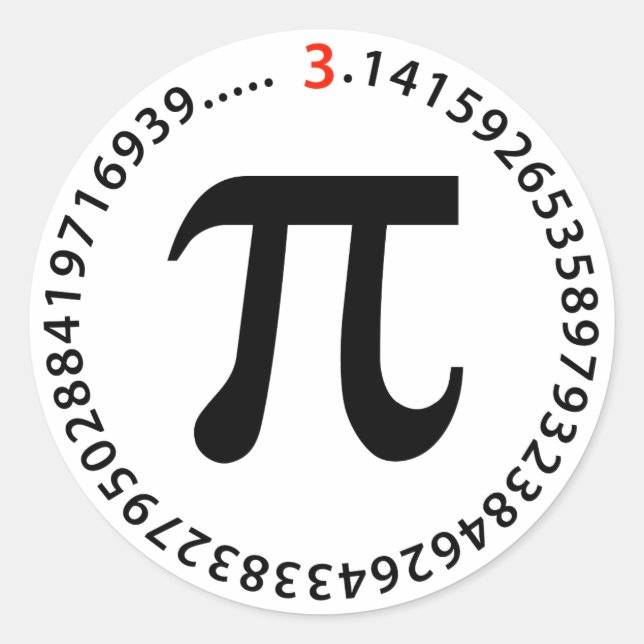 Pi-Nummer-Design Runder Aufkleber (Vorderseite)