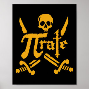Pi Pirate Skull und Schwerter Mathematik Geek Grap Poster