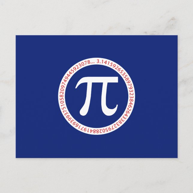 Pi-Symbol in Circle auf Navy Blue Postkarte (Vorderseite)