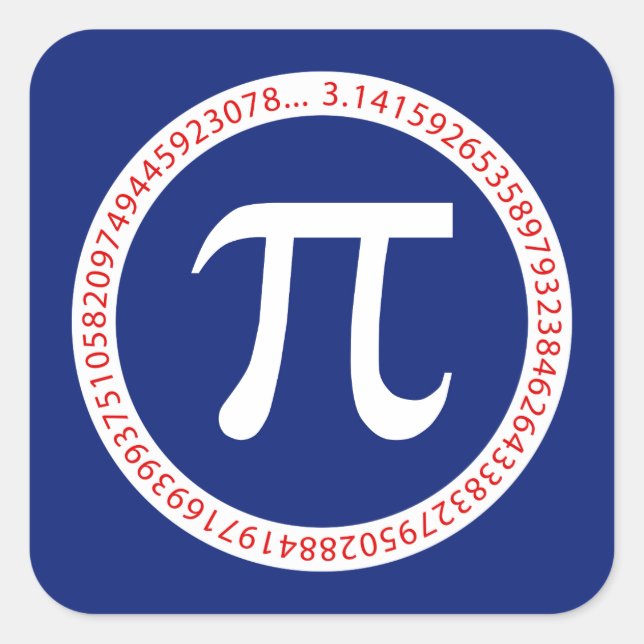 Pi-Symbol in Circle auf Navy Blue Quadratischer Aufkleber (Vorderseite)
