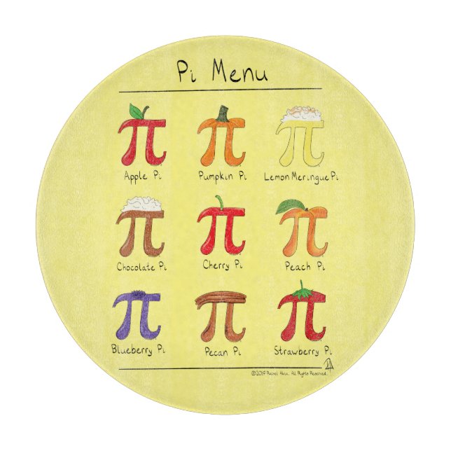 Pi Symbol Menu Niedlich Mathematiklehrer Schneidebrett (Vorderseite)