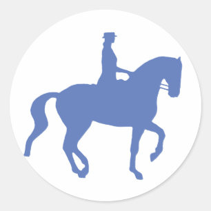 Piaffe Dressage Pferd und Reiter (blau) Runder Aufkleber