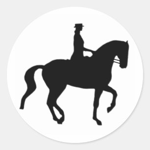 Piaffe Dressage-Pferd und Reiter Runder Aufkleber