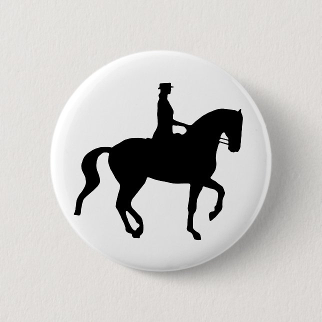 Piaffe Dressage-Pferd und Reiter (Schwarzes) Button (Vorderseite)