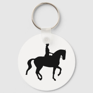 Piaffe Dressage-Pferd und Reiter (Schwarzes) Schlüsselanhänger