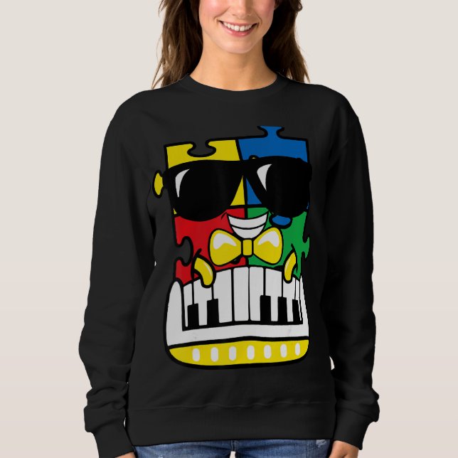Pianist Autismus Bewusstsein Niedlich Piano Puzzle Sweatshirt (Vorderseite)