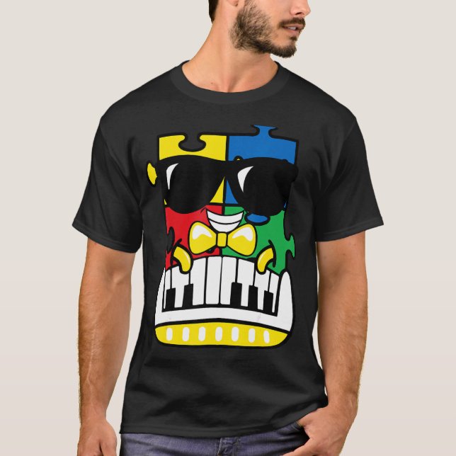 Pianist Autismus Bewusstsein Niedlich Piano Puzzle T-Shirt (Vorderseite)