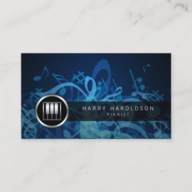 Pianist Bold Piano Keys Icon Carte de visite (Devant)