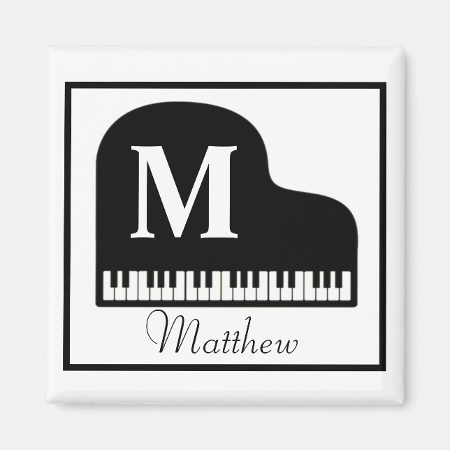 Pianist Grand Piano Monogram personalize Square St Magnet (Vorne)