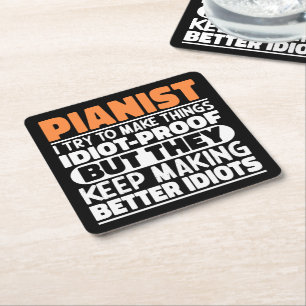 Pianist Ich versuche, Dinge zu machen Lustige Sprü Rechteckiger Pappuntersetzer