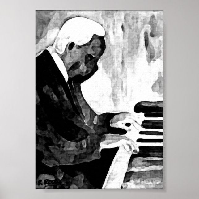 Pianist Jazz Oder Indian Ink Artwork Impresiones Poster (Vorne)