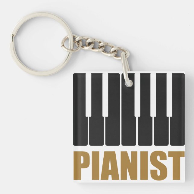 Pianist Moderne Typografie Schlüsselanhänger (Vorderseite)