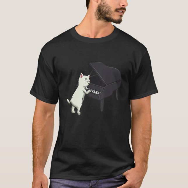 Pianist Musician Instrumentalist Treble Cat Owner  T-Shirt (Vorderseite)