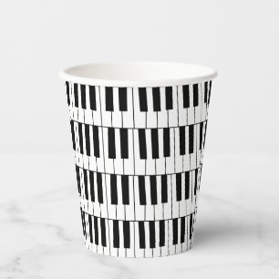 Pianist-Party: Schwarz-Weiß-Piano-Keys Pianist Pappbecher
