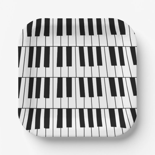 Pianist-Party: Schwarz-Weiß-Piano-Keys Pianist Pappteller (Vorderseite)