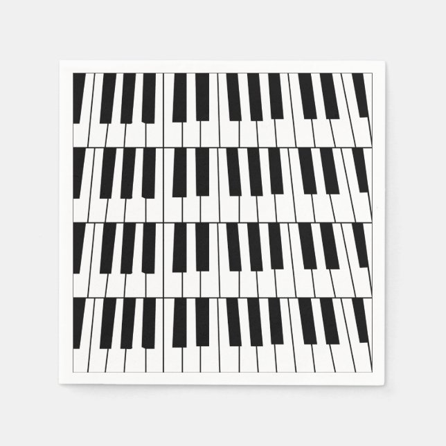 Pianist-Party: Schwarz-Weiß-Piano-Keys Pianist Serviette (Vorderseite)