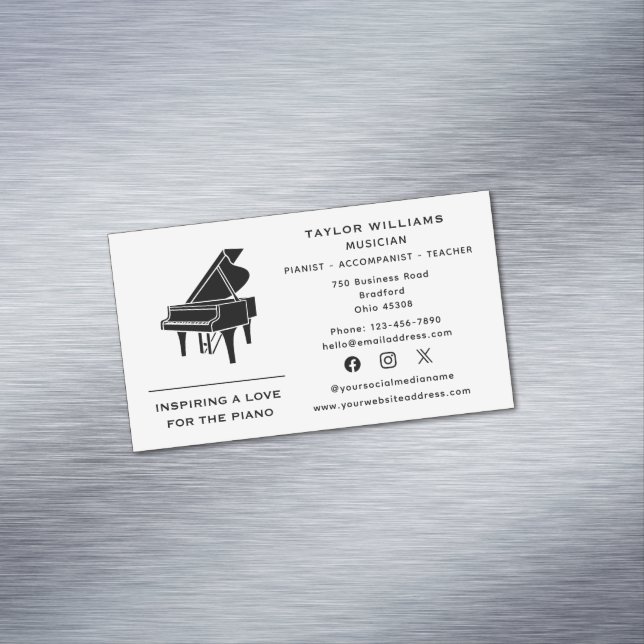 Pianist Piano Lehrer Kompanist Spaß Social Media Magnetische Visitenkarte (Beispiel)