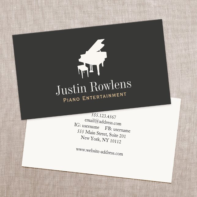 Pianist Piano Music Teacher Grand Piano Visitenkarte (Von Creator hochgeladen)