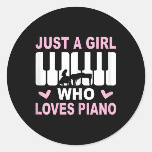 Pianist Piano Piano Girl Pianistin Frau Runder Aufkleber