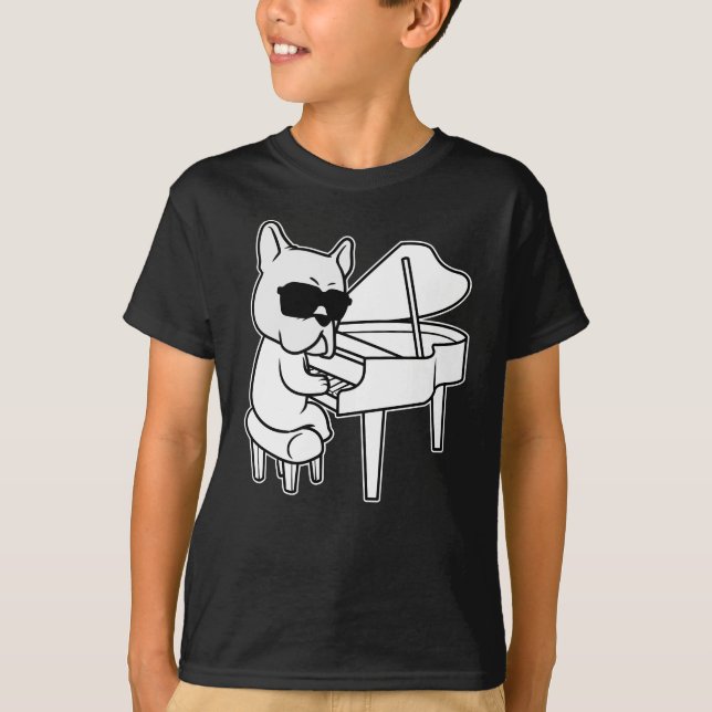 Pianist Piano Spieler Dog mit Piano T-Shirt (Vorderseite)