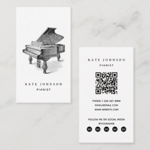 Pianist Vintag Piano Musician Music Lehrer Visitenkarte