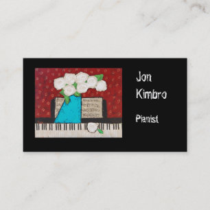 Pianistgeschäftskarte mit Blumen und Tastatur Visitenkarte
