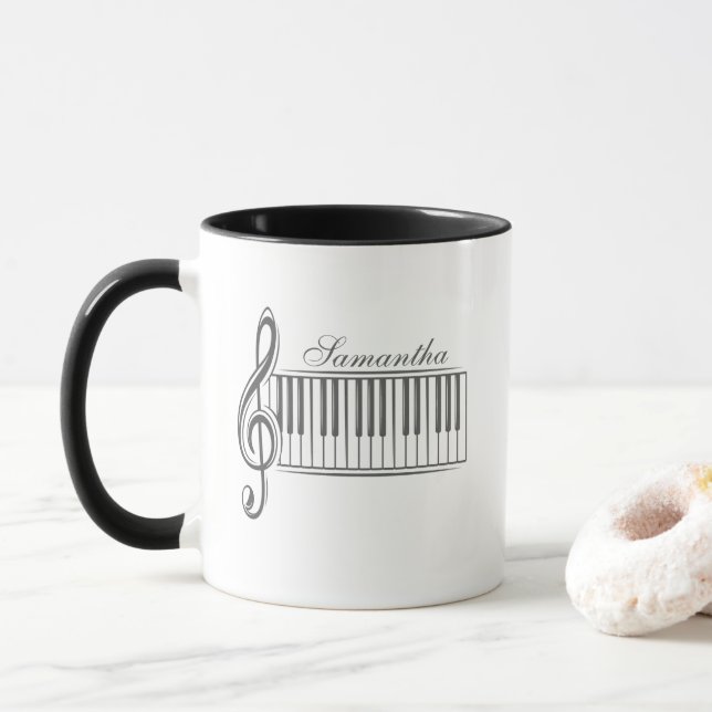 Pianistin mit Pianistin und Pianistin Tasse (Mit Donut)