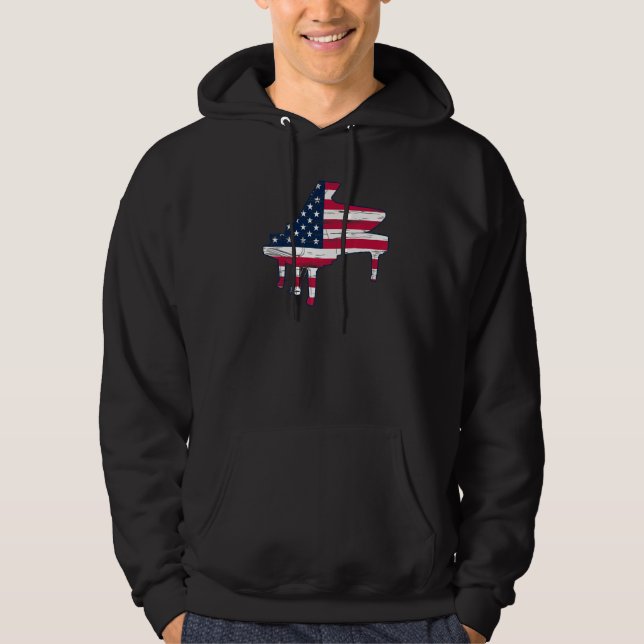 Piano American Flag Piano Playing - Piano Lover Pi Hoodie (Vorderseite)