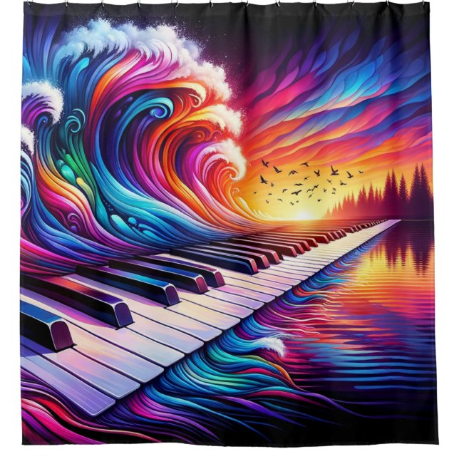 Piano Art Duschvorhang (Vorderseite)