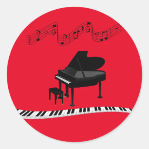 Piano, beliebter Musikankleber Runder Aufkleber