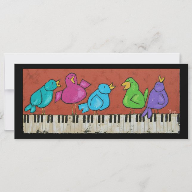 Piano Birds-Flachkarte (Vorderseite)