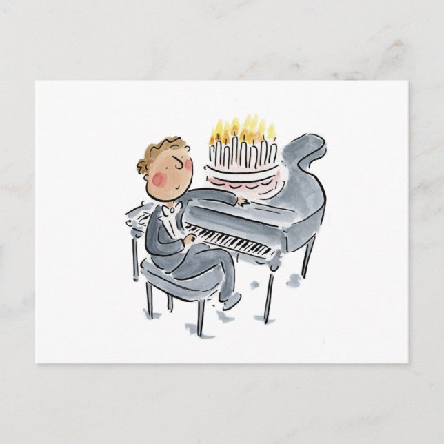 Piano Birthday Cake Postkarte (Vorderseite)