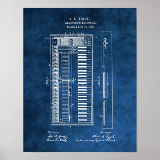 Piano Blueprint #6 Piano student gift Poster