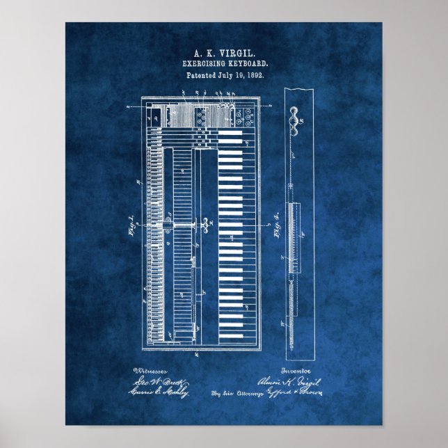 Piano Blueprint #6 Piano student gift Poster (Vorne)