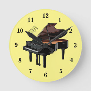 Piano-Cartoon Runde Wanduhr