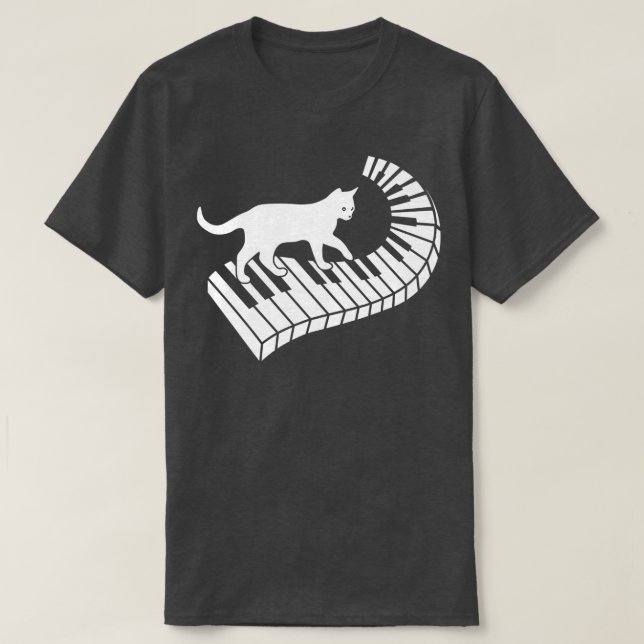 Piano Cat Funny Piano Player Musician Keyboard Pia T-Shirt (Design vorne)