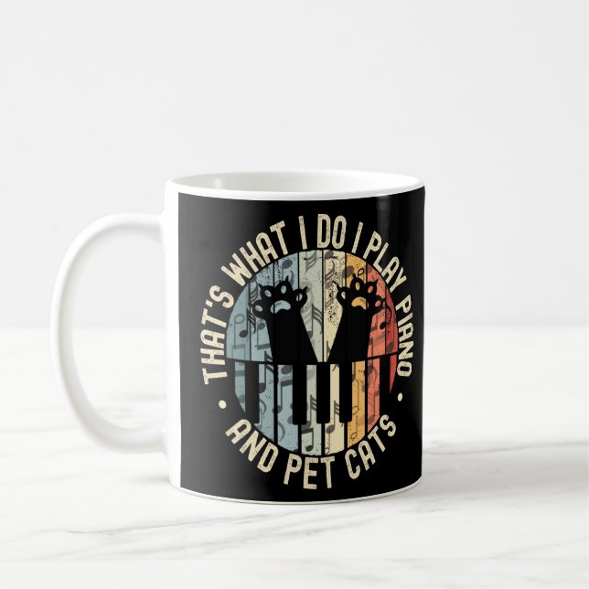 Piano Cat Keyboard Player Chat Musiker Kaffeetasse (Links)