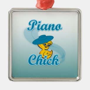 Piano Chick #3 Silbernes Ornament