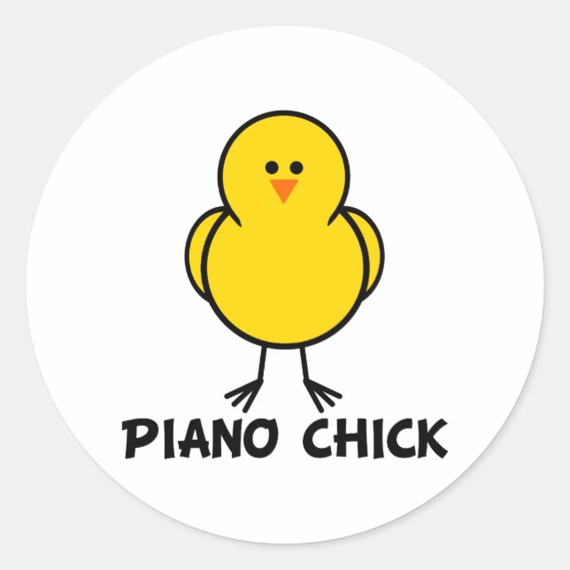 Piano Chick Runder Aufkleber (Vorderseite)