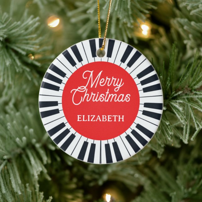 Piano Circle Key Frohe Weihnachts Pianist Musiker Keramik Ornament (Baum)