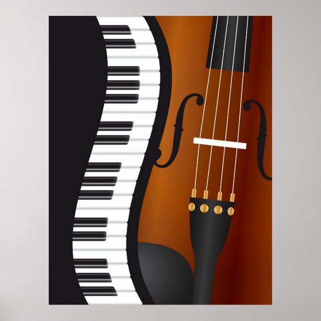 Piano Claviers Bordure ondulée avec affiche violon (Devant)