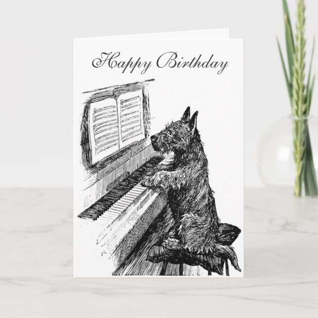 Piano Dog carte d'anniversaire (Devant)