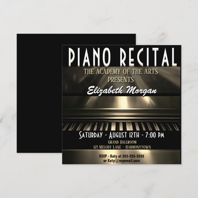 Piano-Erwägung Moderne bunte Fantasie Einladung (Vorne/Hinten)