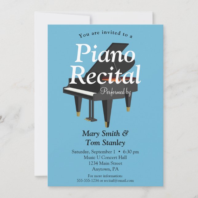 Piano Erwägungsgrund Einladung Musik Konzert (Vorderseite)