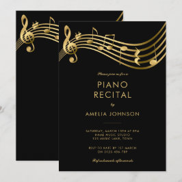 Piano Erwägungsgrund Gold Musiknoten Elegant Einladung